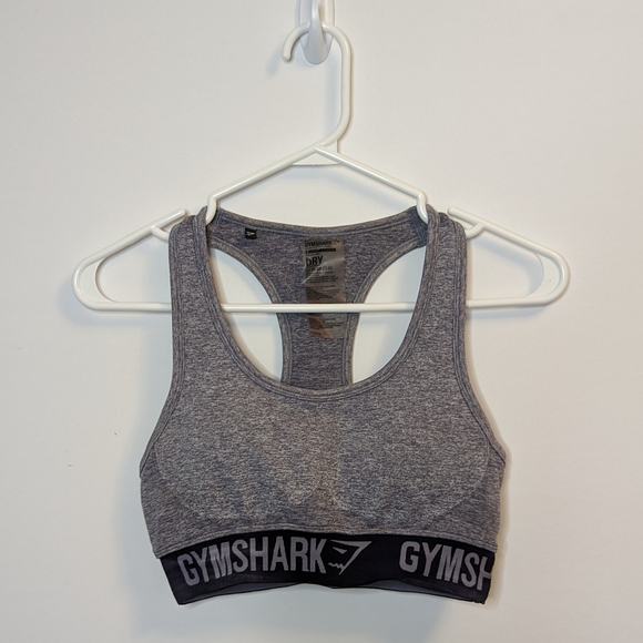 Gymshark Small Fit Seamless Sports Bra in Steel Blue Marl - Picture 1 of 3